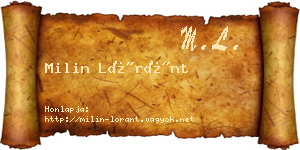 Milin Lóránt névjegykártya